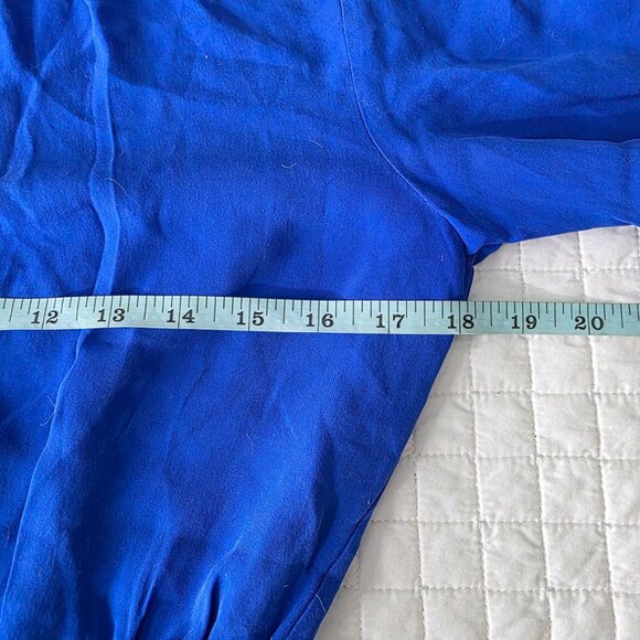 Theory Womens Silk Peplum Blouse Medium, Blue Long Sleeve With Back Buttons - Picture 6 of 8